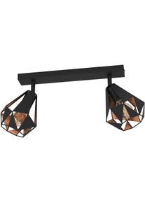 Eglo Deckenleuchte "Carlton 7 Deckenlampe, stahl, Vintage, Industrial Retro, E27, Lampe", schwarz, 2, H: 25,5cm, 1 Stk., Leuchten, CARLTON 7 - Schwarz, Kupfer - L42 x B16 x H25,5 cm - IP20, Deckenleuchte