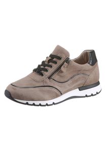 Caprice Dames Sneaker in taupe ,maat 42, Witt, 95% Su&egrave;de, 5% Glad leer