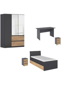 Rauch, Jugendzimmer-Set &raquo;Komplettzimmer Schlafzimmer-Set (5-St.) Jugendzimmer-Set JOEL&laquo; Set, 5 Stk. tlg. Bett 2 Breiten,Nachttisch,Tisch,Rollcontainer