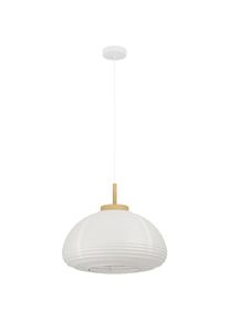 Eglo, H&auml;ngeleuchte &raquo;Summerhill H&auml;ngelampe 1-fach, Japan-Stil, Metall, Holz und Papier, E27&laquo; E27 1 Stk. H&auml;ngeleuchte - H110 x &Oslash;40 cm - wei&szlig;, braun - 