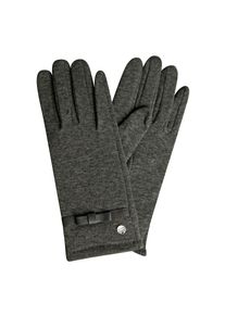 Capelli New York, Damen, Strickhandschuhe mit Zierschleife, Metall-Logo, Feinstrick, dark grey, Strickhandschuhe von Capelli New York