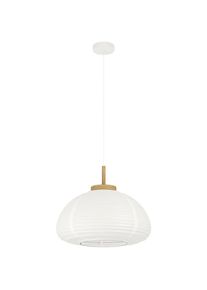 Eglo, H&auml;ngeleuchte &raquo;Summerhill H&auml;ngelampe 1-fach, Japan-Stil, Metall, Holz und Papier, E27&laquo; E27 1 Stk. H&auml;ngeleuchte - H110 x &Oslash;55 cm - wei&szlig;, braun - 