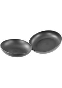 Creatable, Servierschale &raquo;Uno black, Servierschalen Set 2-tlg&laquo; 2 Stk. aus Steinzeug Seidenmatte Spezialglasur, Harmonisch ausbalanciert, schwarz, 