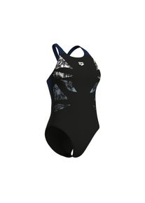 arena, Damen, Badeanzug &raquo;WOMEN'S arena GRAPHIC SWIMSUIT V BACK L&laquo; sportlicher Stil, mit Elasthan-Anteil, gef&uuml;tterte Vorderseite, BLACK-NAVY, N-Gr, 38 