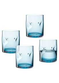 Leonardo, Gl&auml;ser-Set &raquo;Trinkglas VESUVIO, 300 ml, 4er-Set&laquo; konische Form, markantes Design - mit Einquetschungen, blau, Glas, &Oslash; 7,5 cm x 9 cm, blau