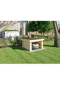 Konifera, M&auml;hroboter-Garage &raquo;aus unbehandeltem Fichtenholz&laquo; aus 28mm starken Bohlen, Schutz vor Regen, Wind und Sonne, natur, Holzwerkstoff, natur