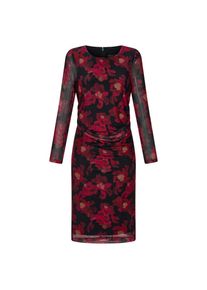 GOLDNER, Damen, Abendkleid &raquo;Kurzgr&ouml;&szlig;e Kleid aus weichem Mesh&laquo; Geschickte Raffung, schwarz / rot / gebl&uuml;mt, K-Gr, 21 - K-Gr, schwarz / rot / gebl&uuml;mt, 