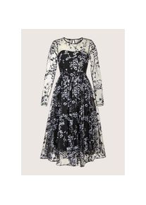 Madeleine Mode MADELEINE, Damen, Cocktailkleid &raquo;Festkleid Etuikleid mit Blumenmuster&laquo; Bestickete Spitze und Corsagenoptik, schwarz / grey, 38 - N-Gr, Figurumspielend