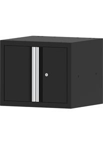 Armario inferior de puertas batientes BLACKLINE, 2 puertas, 1 balda, acero, negro