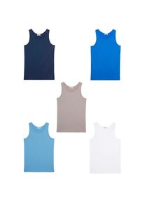 bonprix, Herren, Unterhemd Packung, 5 Stk. f&uuml;r den t&auml;glichen Gebrauch, aus Baumwolle mit Elasthan, im 5er Pack, dunkelblau/azurblau/kristallblau/grau/