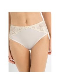 bonprix, Damen, Maxislip Packung, 2 Stk. &uuml;ber die H&uuml;fte gef&uuml;hrt, mit floraler Spitze auf der Vorderseite, creme+taupe, 2 Stk., 36/38 (S) - 2 Stk., 