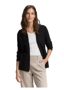 Cardigan Tom Tailor, Damen, Gr. XS, schwarz (deep schwarz), Strick, Obermaterial: 100% Baumwolle, unifarben, figurumspielend h&uuml;ftlang, Rundhals, Strickjacken Cardigan, mit feiner Struktur