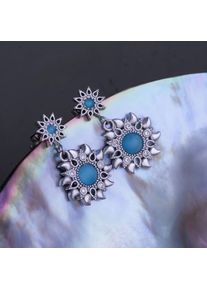Holzkern Earrings Women Silver and Aquamarine