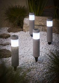 Lot de 4 lampes d&eacute;co solaires de chemin - gris - taille 29 cm - bonprix