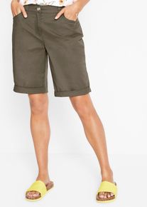 Bermuda paper touch en coton &agrave; taille confortable - vert - taille 56 avec coton - bonprix