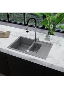 evineo line 200 &Eacute;vier de cuisine avec bac &agrave; restes et surface de d&eacute;pose l: 78 P: 50 cm, MAD150SGR,