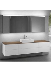 neoro n50 Ensemble de meubles l : 220 cm, 6 tiroirs, vasque l : 58 cm blanc mat, avec armoire de toilette,,