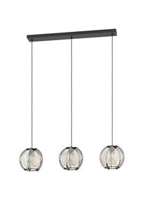 Eglo H&auml;ngeleuchte &raquo;Waverton H&auml;ngelampe, Esszimmerlampe, Metall, Holz, Textil in Wei&szlig;, E27&laquo; E27 1 Stk. H&auml;ngeleuchte - L92 x B22 x H110 cm - schwarz - 