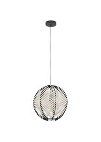 Eglo H&auml;ngeleuchte &raquo;Waverton H&auml;ngelampe, Esszimmerlampe, Metall, Holz, Textil in Wei&szlig;, E27&laquo; E27 1 Stk. H&auml;ngeleuchte - H110 x &Oslash;40 cm - schwarz - 1X40W 