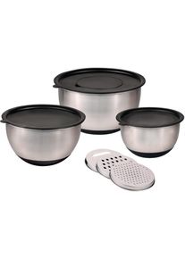 Kesper R&uuml;hrsch&uuml;ssel &raquo;Sch&uuml;ssel-Set mit Deckel, inklusive 3 Reiben&laquo; 9 Stk. aus Edelstahl 18 x 9 cm / 22 x 11,2 cm / 26 x 13,5 cm