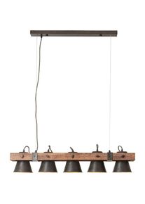 Brilliant Pendelleuchte &raquo;Plow&laquo; E27 1 Stk. H&auml;ngelampe 5flg, schwenkbar, stahl/holz