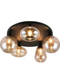 Trio Leuchten Deckenleuchte &raquo;Lumina, Deckenlampe 5-flammig mit Glasschirm, exkl 5x E14, max 10W&laquo; E14 1 Stk. warmwei&szlig; - kaltwei&szlig; &Oslash; 64 cm H&ouml;he 25 cm, 