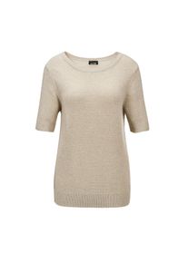 GOLDNER Rundhalspullover &raquo;Kurzgr&ouml;&szlig;e Pullover&laquo; Rippenb&uuml;ndchen beige, Gr&ouml;&szlig;e 25