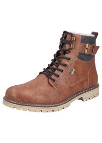 Winterstiefelette Rieker, Herren, Gr. 44, cognac, dunkelbraun, Lederimitat, Nubuklederimitat, unifarben mit Farbeinsatz, Schuhe Winterstiefelette, Winterboots, Schn&uuml;rboots mit wasserabweisender RiekerTEX-Membran