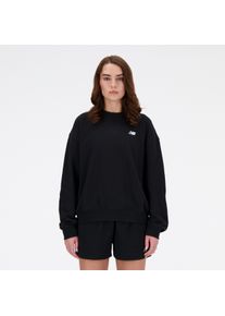Sweatshirt New Balance "Sport Essentials French Terry Crew", Damen, Gr. S, schwarz, Obermaterial: 60% Baumwolle, 40% Polyester, normal, Rundhals, angesetztes B&uuml;ndchen, Sweatshirts Sweatshirt, lockere Passform, mit Rundhalsausschnitt