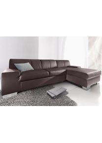Ecksofa DOMO collection "Star, zeitlose Formensprache, elegante Optik, Breite 248cm, L-Form", braun, B:248cm H:74cm T:150cm, Softlux-Kunstleder;Primabelle-Microfaser;Struktur (90% Polyester und 10% Polyacryl), Sofas, Ecksofa, wahlweise mit Bettfunktion