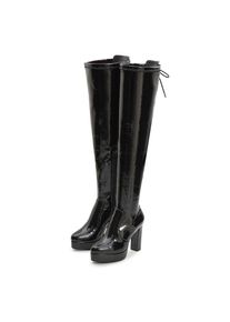 LASCANA Belle Affaire Overkneestiefel &raquo;High-Heel-Stiefelette mit Plateau,&laquo; in erotischer Lack-Optik blau, Gr&ouml;&szlig;e 36