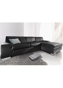 Ecksofa DOMO collection "Star, zeitlose Formensprache, elegante Optik, Breite 248cm, L-Form", schwarz, B:248cm H:74cm T:150cm, Softlux-Kunstleder;Primabelle-Microfaser;Struktur (90% Polyester und 10% Polyacryl), Sofas, Ecksofa, wahlweise mit Bettfunktion