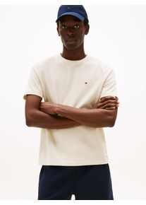 T-Shirt Tommy Hilfiger "ESSENTIAL REGULAR FIT SOLID mit Stickerei", Herren, Gr. S, beige (newsprint), Single Jersey, Obermaterial: 100% Baumwolle, Basic, Rundhals, Shirts T-Shirt, unifarben, casual, Baumwolle, Rundhals