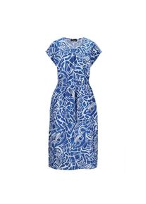 GOLDNER Sommerkleid &raquo;Kurzgr&ouml;&szlig;e Leinenkleid Ethno, Halbarm&laquo; Eingrifftaschen Mit Bindeg&uuml;rtel und Taschen blau, Gr&ouml;&szlig;e 23