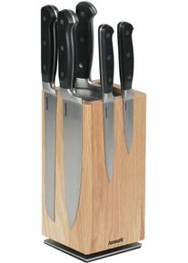 Magnet-Messerblock Hanseatic "Hanseatic PREMIUM, aus Holz, Messerblock Set, 6-tlg.", braun, B:11,5cm H:24,8cm, Messerbl&ouml;cke, Magnet-Messerblock, elegantes Design, herausnehmbarer Borsteneinsatz, 360-Grad-drehbar