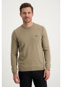 Strickpullover BOSS Green, Herren, Gr. XL, light, pastel gr&uuml;n334, Strick, Obermaterial: 100% Baumwolle, unifarben, regular fit normal, Rundhals, B&uuml;ndchen, Pullover Strickpullover, Rundhalsausschnitt, Regular Fit, Logo-Print