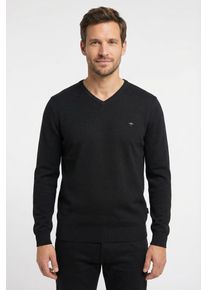 Strickpullover Fynch-Hatton "Fynch-Hatton Pullover mit V-Kragen", Herren, Gr. XL (56), grau (anthrazit), Strick, Obermaterial: 100% Baumwolle, unifarben, bequem h&uuml;ftbedeckend, V-Ausschnitt, Flachstrickb&uuml;ndchen, Pullover Strickpullover, aus Baumwolle, mit V-Ausschnitt, bequeme Passform