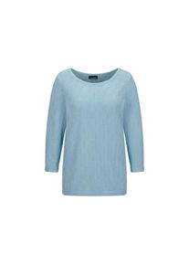 GOLDNER Rundhalspullover &raquo;Halbarm Baumwollpullover mit Struktur&laquo; 3/4-&Auml;rmel blau, Gr&ouml;&szlig;e 40
