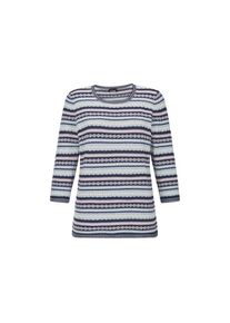 GOLDNER Rundhalspullover &raquo;Strickpullover im Ringel-Look&laquo; aufwendigig gestrickter vielfarbiger Strick blau, Gr&ouml;&szlig;e 46