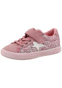 Sneaker Lurchi "Bine", M&auml;dchen, Gr. 26, Synthetik, rosa, Veloursleder, Schuhe Sneaker, Klettschuh mit Glitzer, Gr&ouml;&szlig;enschablone zum Download