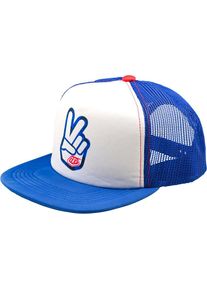 Troy Lee Designs Peace Out Trucker Snapback, tappo , colore: Bianco/Blu , dimensione: Taglia unica
