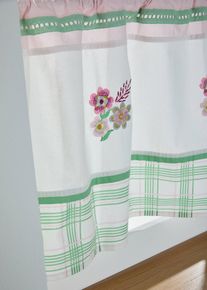 Caf&eacute;gardin i ekologisk bomull med broderi - rosa - storlek 30x85 cm - bonprix