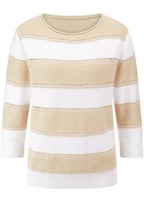 Peter Hahn - Pullover mit U-Boot-Ausschnitt, beige, Gr. 52, Baumwolle