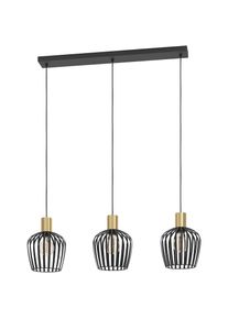 Eglo, H&auml;ngeleuchte &raquo;Empoli H&auml;ngelampe, Pendelleuchte &uuml;ber Esstisch, Pendellampe, E27&laquo; E27 1 Stk. H&auml;ngeleuchte - L90 x B20 x H110 cm - schwarz, messing