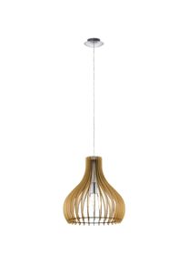 Eglo, H&auml;ngeleuchte &raquo;Tindori Pendelleuchte, Vintage, E27, H&auml;ngeleuchte aus Stahl und Holz&laquo; E27 1 Stk. H&auml;ngeleuchte - H130 x &Oslash;38 cm - nickel-matt - 