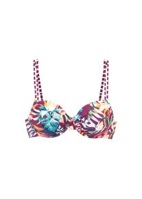 Venice Beach, Damen, B&uuml;gel-Bikini-Top &raquo;Cadu&laquo; mit stylischen Doppeltr&auml;gern, bordeaux bedruckt, Cup F, 40 - Cup F, bordeaux bedruckt, Florales Design - 