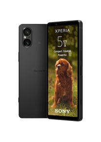 Sony, Smartphone &raquo;XPERIA 5V&laquo; schwarz, schwarz, Das flache, schlanke Design mit seinem feink&ouml;rnigen Metallrahmen und der mattierten Glasr&uuml;ckseite sorgt