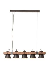 Brilliant, Pendelleuchte &raquo;Plow&laquo; E27 1 Stk. H&auml;ngelampe 5flg, schwenkbar, stahl/holz, schwarz stahl/holz, 5, schwarz stahl/holz