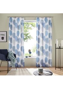 OTTO home, Gardine &raquo;Belem&laquo; Kr&auml;uselband 1 Stk. tlg. 1 bzw. 2 Schals, Vorhang, Fertiggardine, Kreise, dunkelblau/wei&szlig;, Voile, Polyester, 175 cm