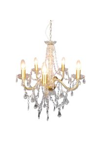 N&auml;ve n&auml;ve, Kronleuchter &raquo;Cecilia&laquo; E14 1 Stk. 5flg., Kristallbehang aus Acryl, exkl. Leuchtmittel E14, D: ca. 52cm, gold,